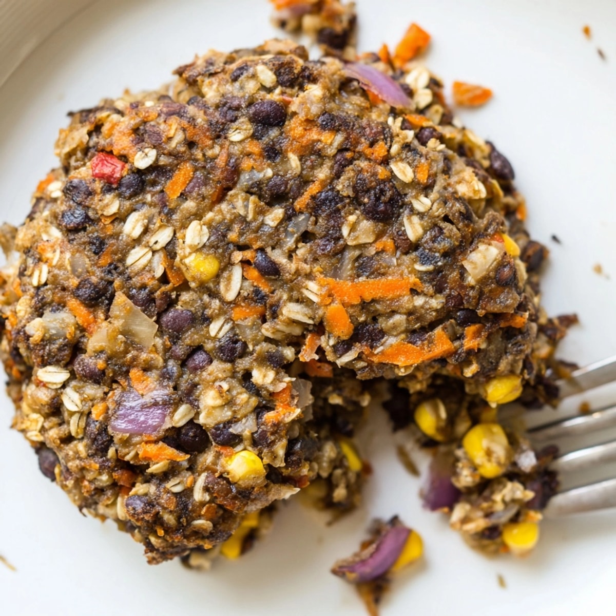 Stacked homemade Veggie Burger Patties on toasted buns; fresh lettuce and tomato visible.