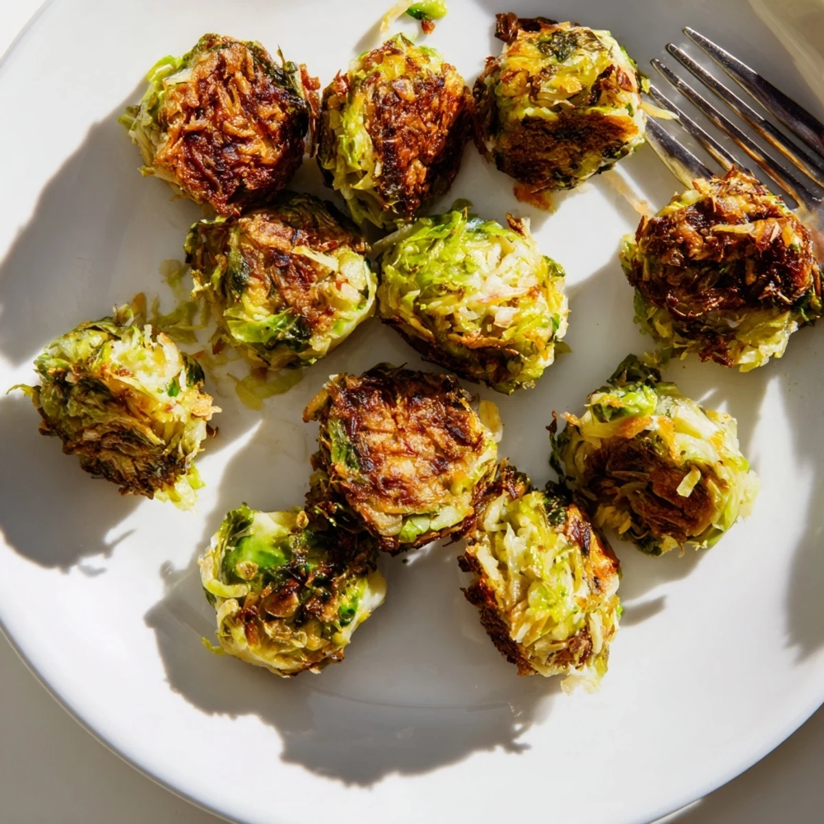 Crispy Sautéed Brussels Sprout Tots with golden edges and a savory filling.