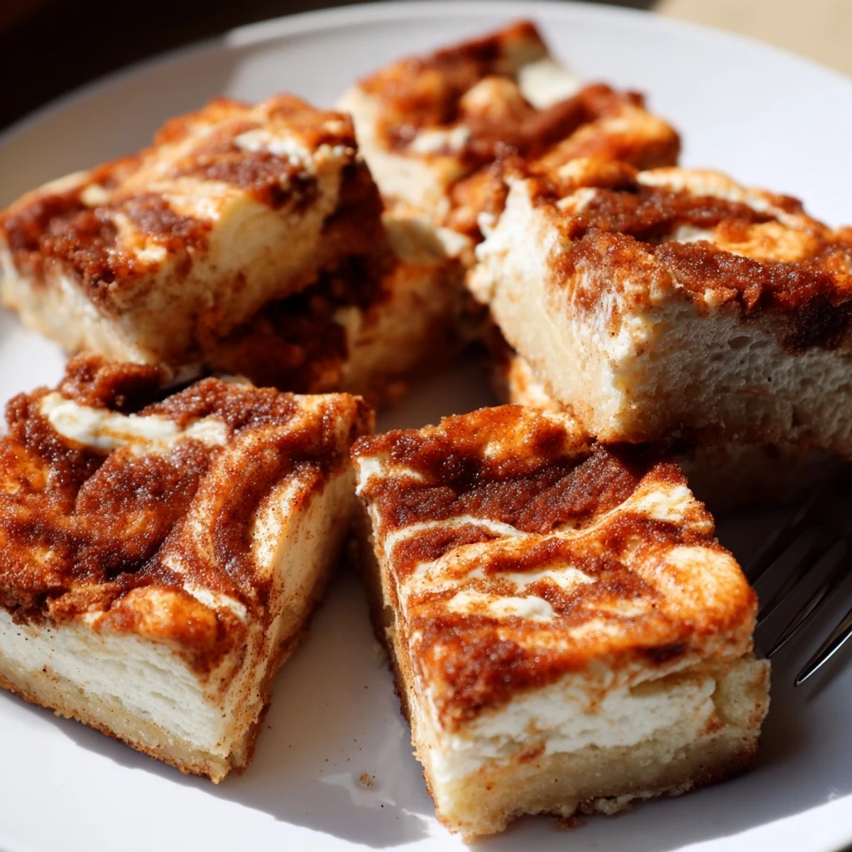 Indulge in Buffalo Ranch Churro Cake Pancake Bars, beautifully swirled and deliciously unique.