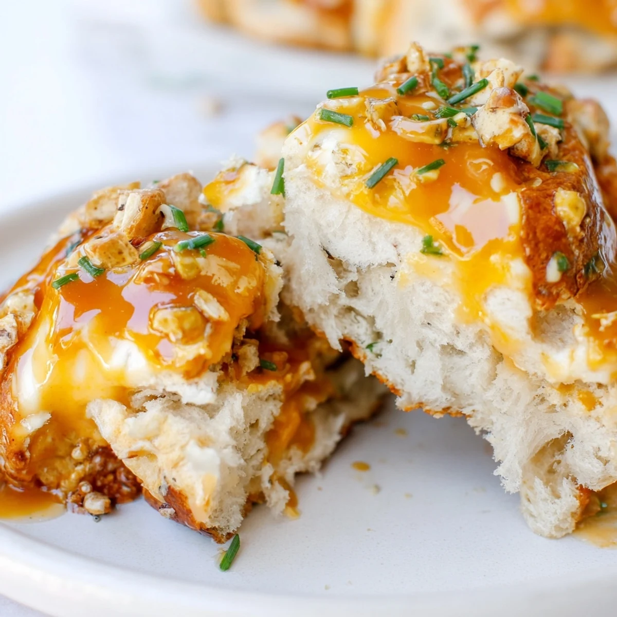 Savory Maple Ginger Buffalo Ranch Flaky Pretzel Biscuit Bars topped with crunchy pretzel pieces.  