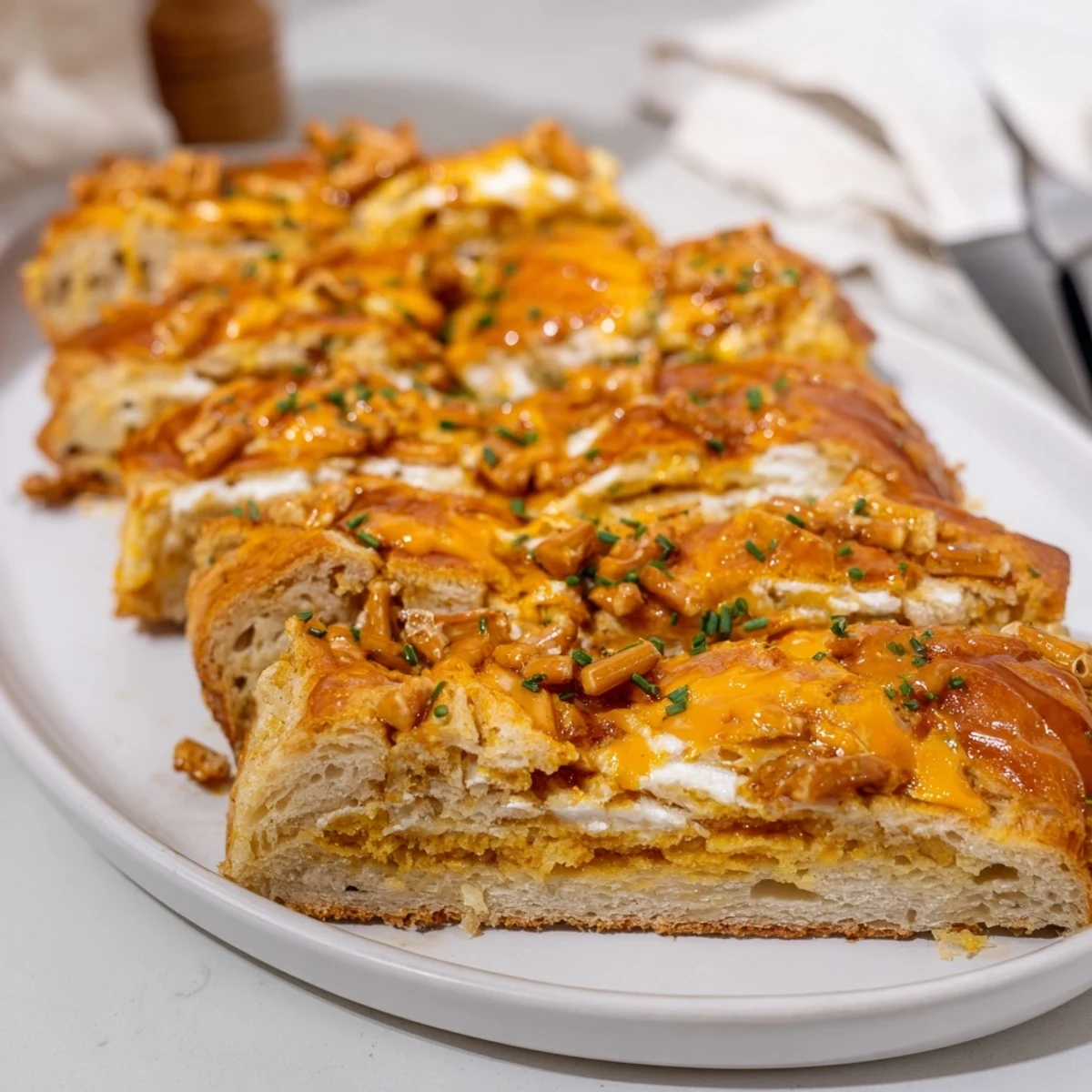 Delicious layers of sweet maple and spicy buffalo in biscuit bars.  