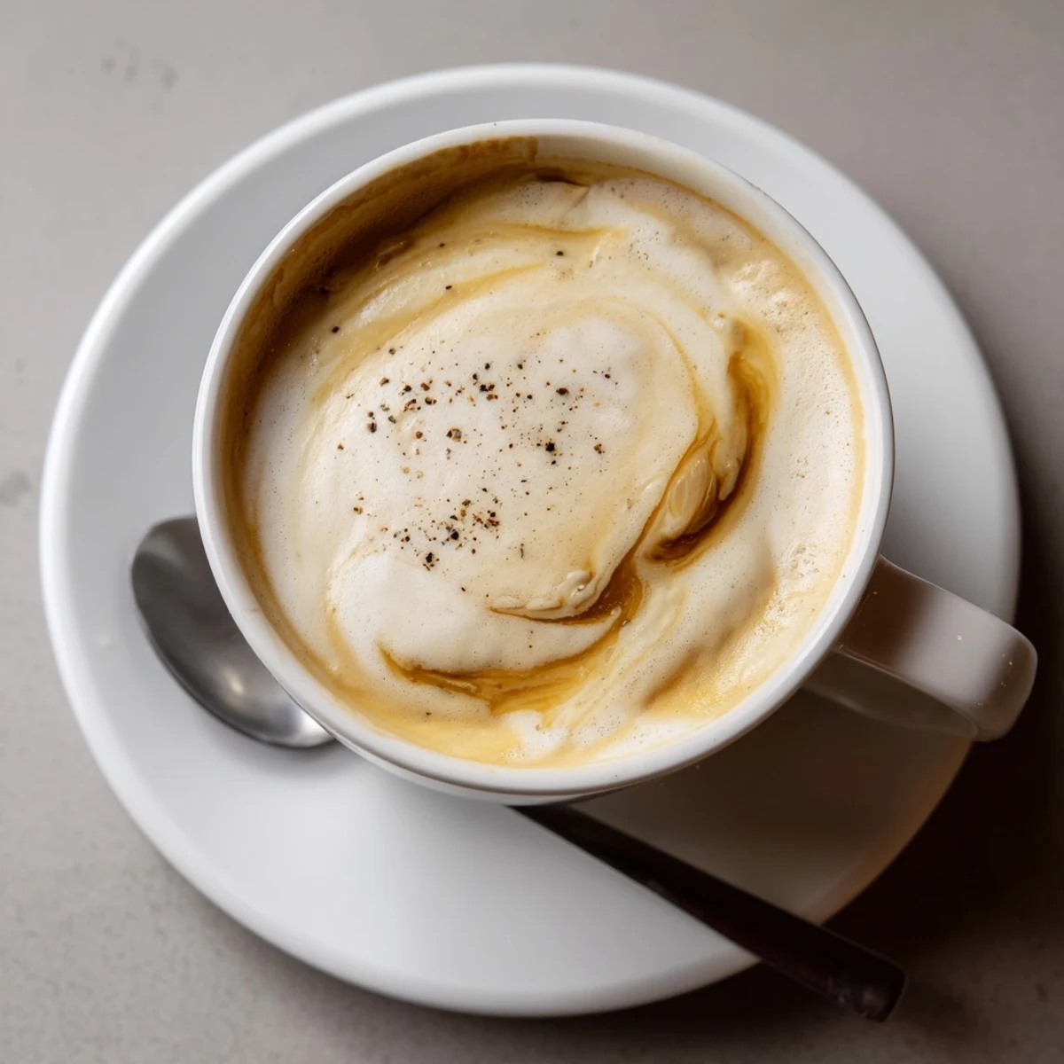 Unconventional Onion Latte served warm, perfect for adventurous coffee lovers seeking unique flavors.