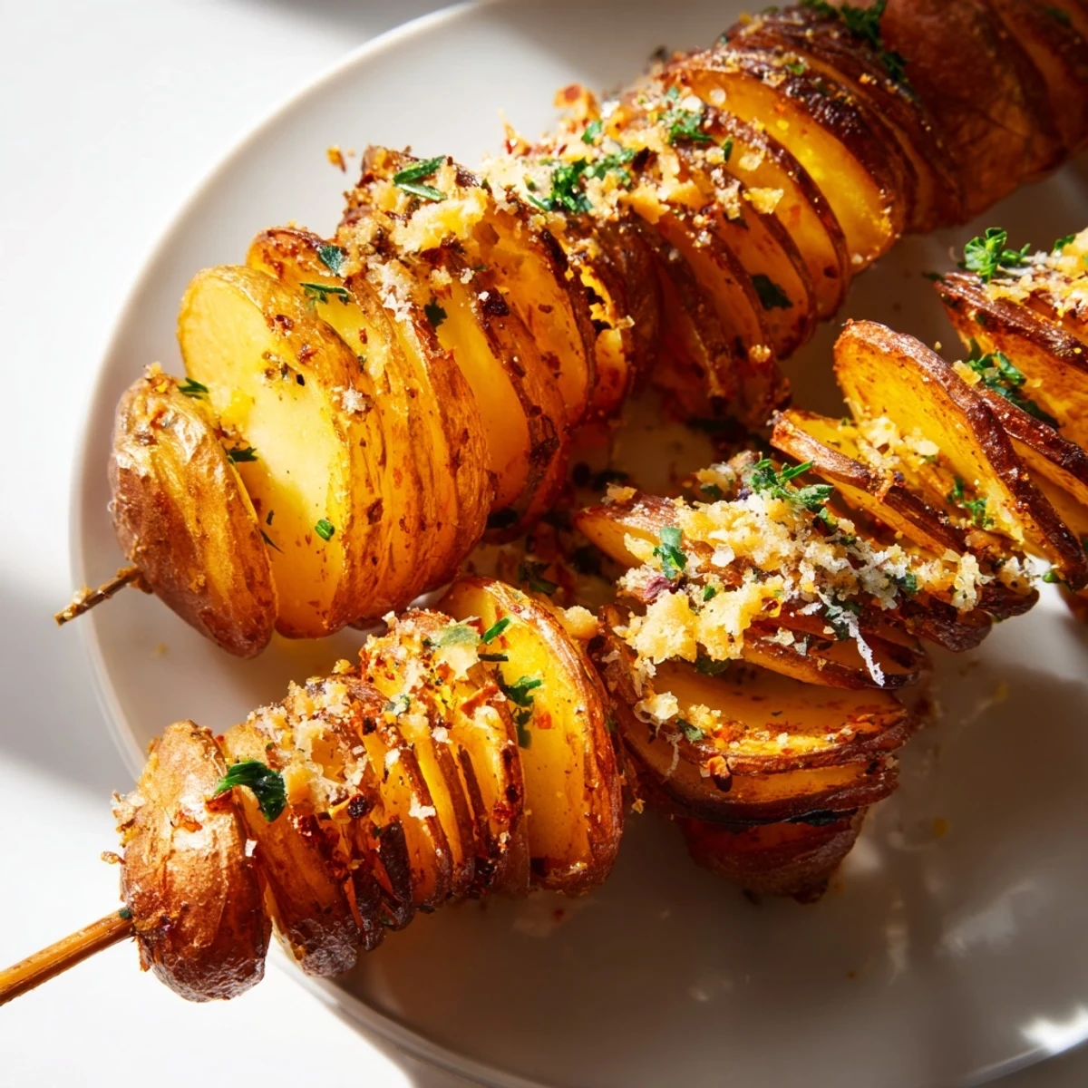 Crispy Air-Fryer Tornado Potatoes skewers, perfectly seasoned for a delicious snack experience.