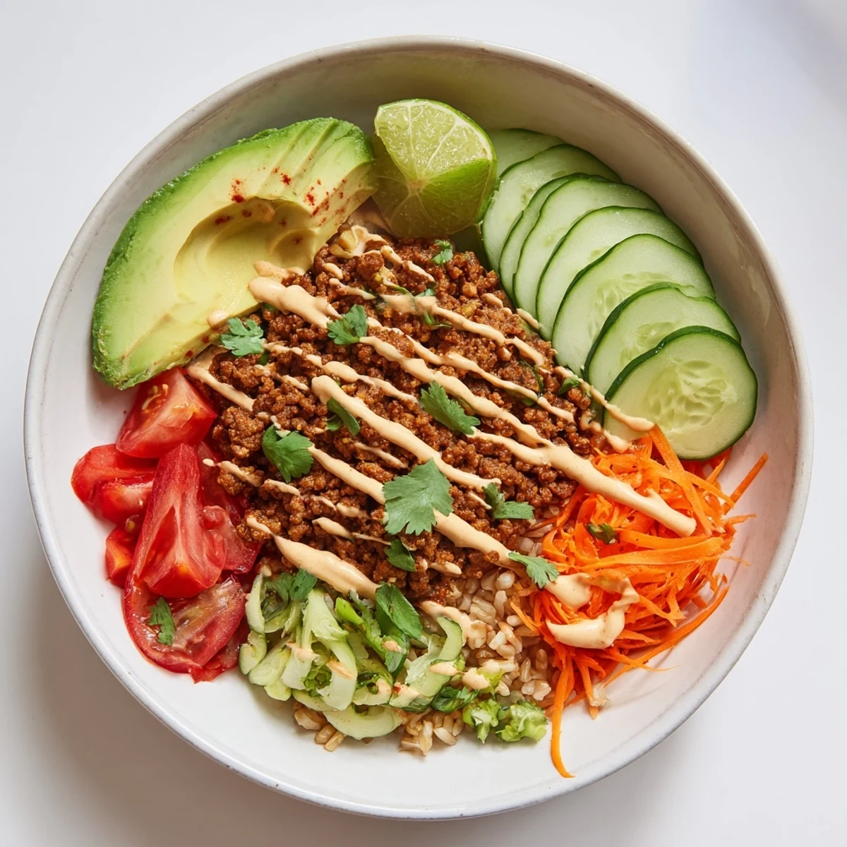 Delicious plant-based meat bowl with smoky spices and vibrant, healthy ingredients.  