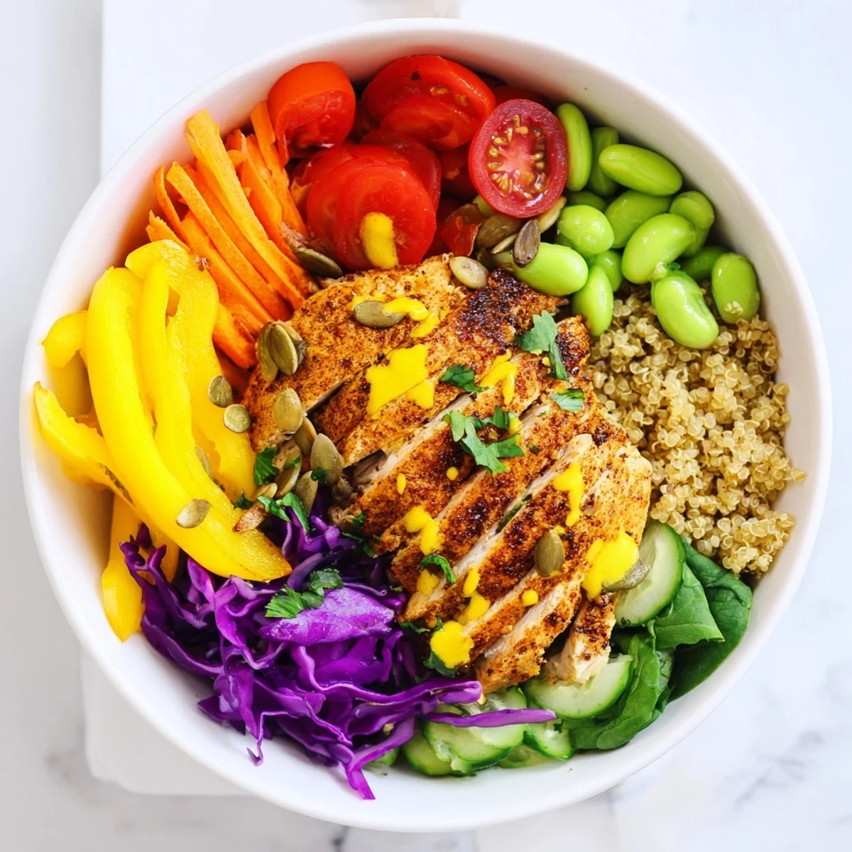 Nutritious healthy meal-prep bowls filled with lean protein and colorful vegetables.