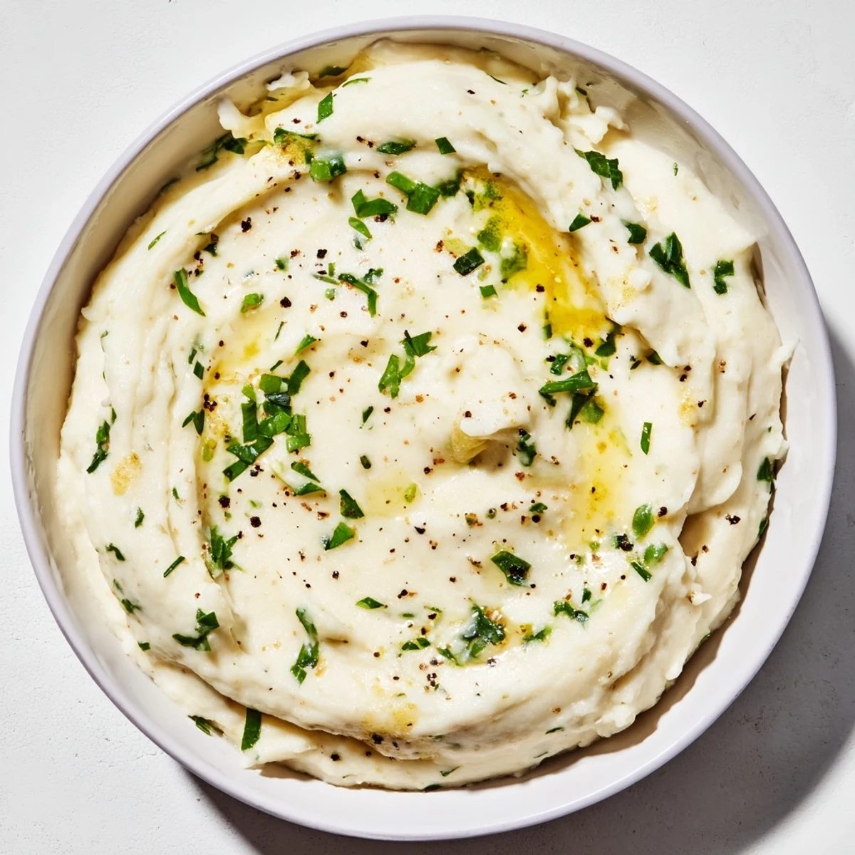 Creamy cauliflower mash with garlic and lemon; a comforting gluten-free side, ready to serve.