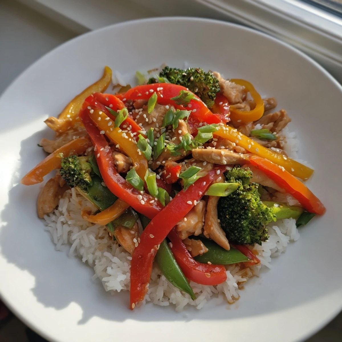 Chicken Stir-Fry with Vegetables and Rice, a colorful and savory Asian-inspired dish.