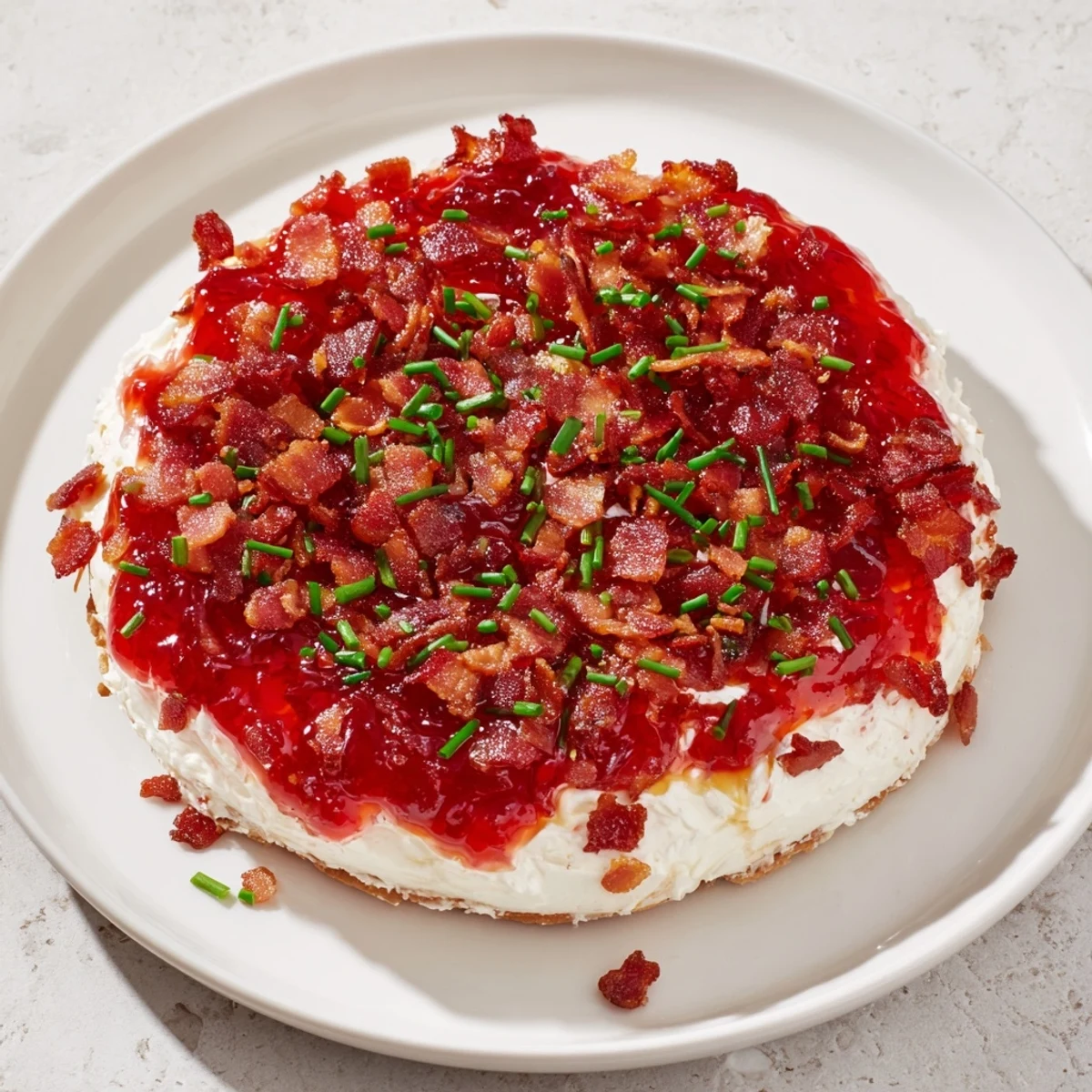 Golden, crispy bacon tops creamy cream cheese and sweet pepper jelly in this Easy Bacon Pepper Jelly Appetizer.