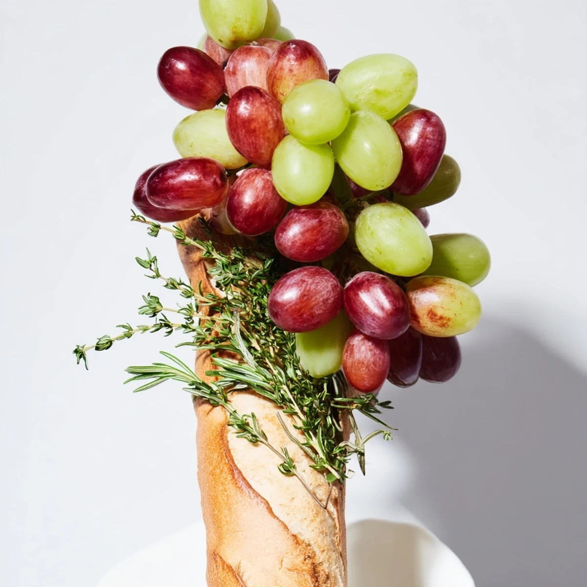 Fresh red and green grapes cascade in a beautiful Vineyard Grape Cluster, perfect for an appetizer.