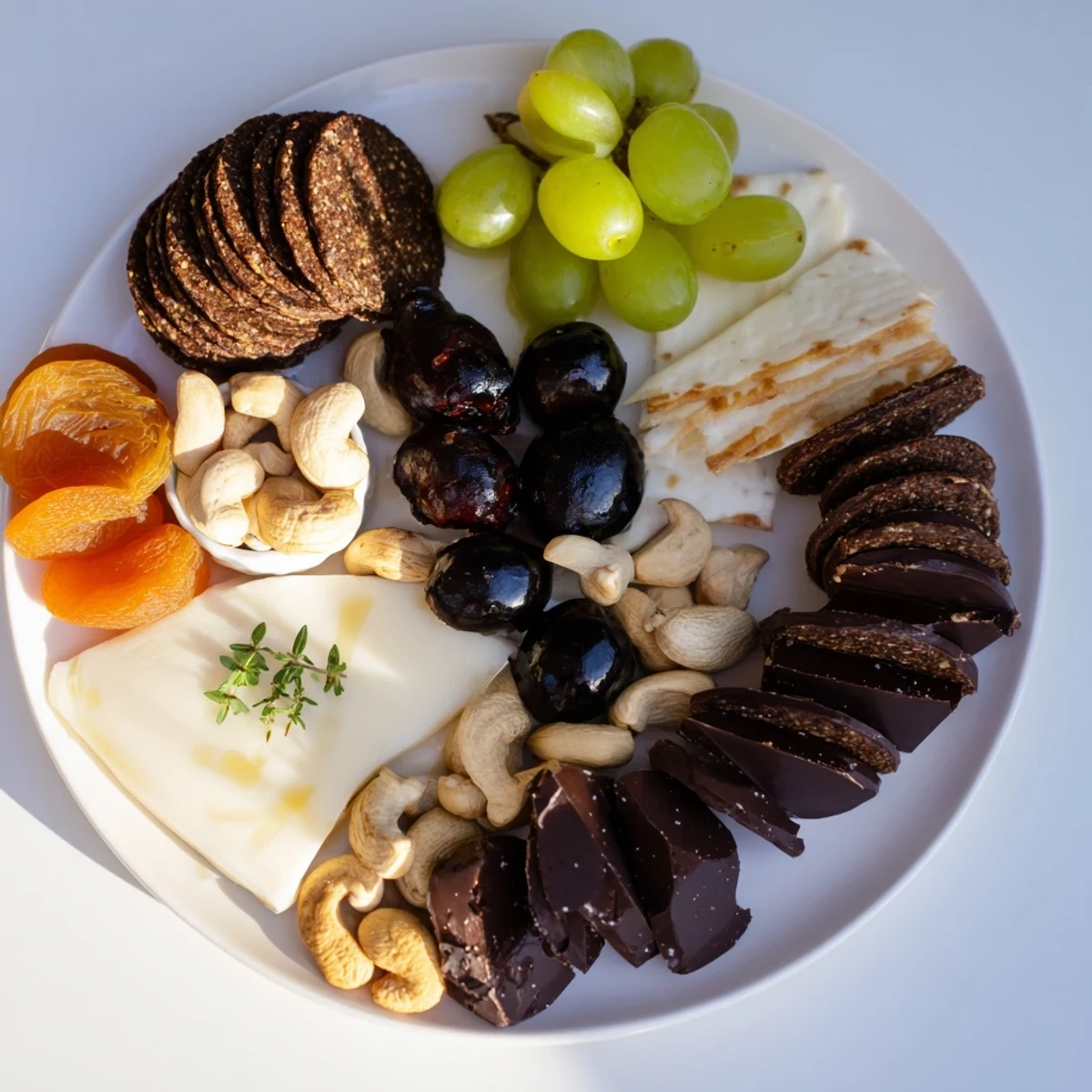 Yin and Yang Balance Board arranged with black and white ingredients for a balanced appetizer platter.