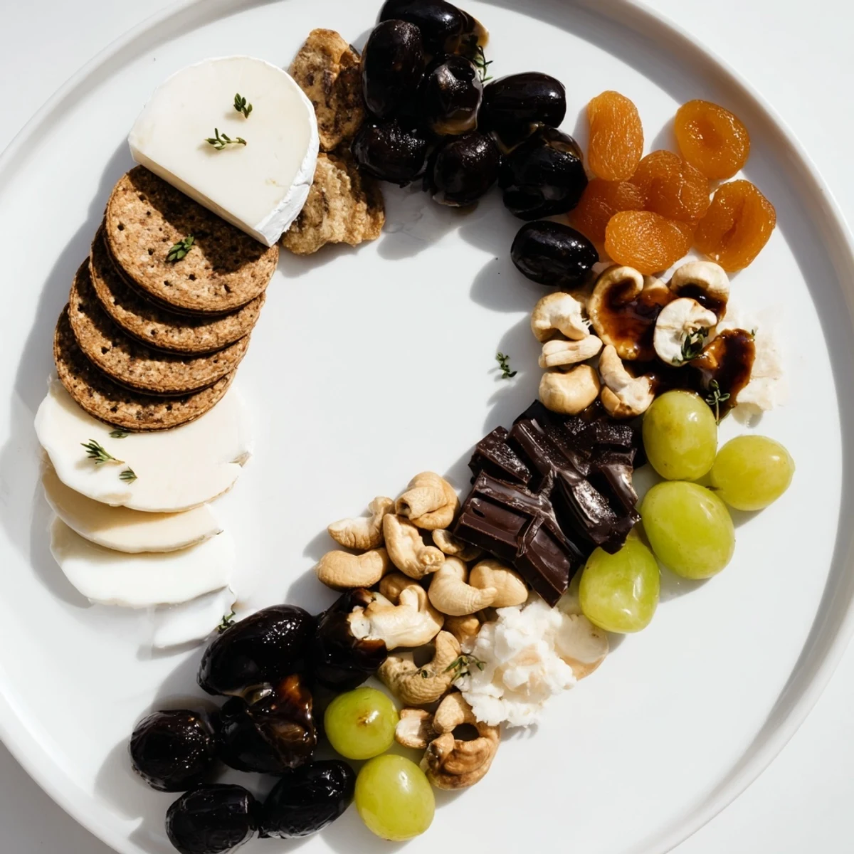 A delicious Yin and Yang Balance Board, artfully arranged on a round platter, ready to serve and enjoy.
