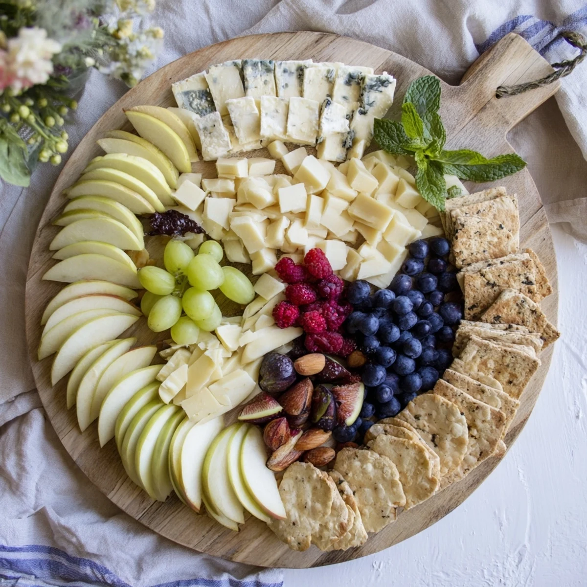 This stunning Yin-Yang Balance cheese board illustration showcases a balanced spread of colors and flavors.