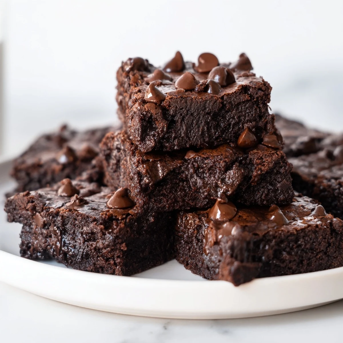 These decadent Greek yogurt brownies are perfectly portioned for a guilt-free dessert, ready to serve!