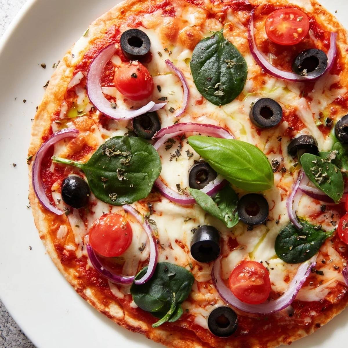 Enjoy a taste of Italian-American with this simple and quick crispy tortilla pizza recipe.