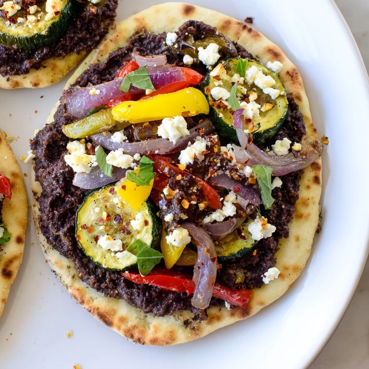 Vibrant image of a warm Naan Bread Pizza, loaded with toppings and ready to serve for dinner.