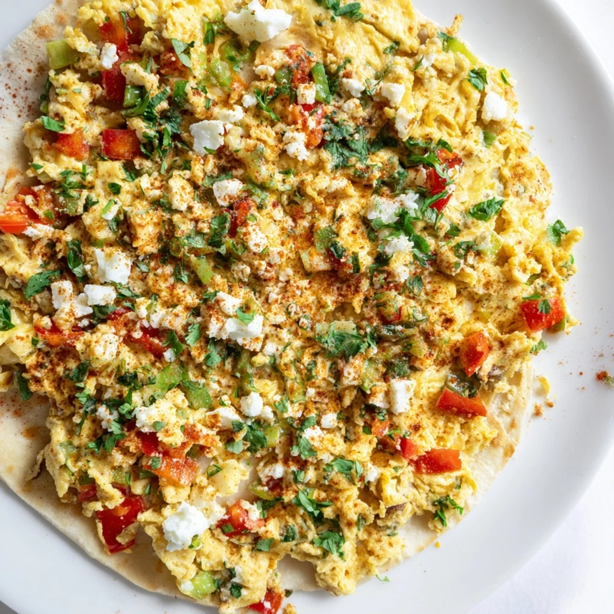A bubbling skillet of Turkish Menemen Eggs Pizza, ready to be sliced and enjoyed fresh.