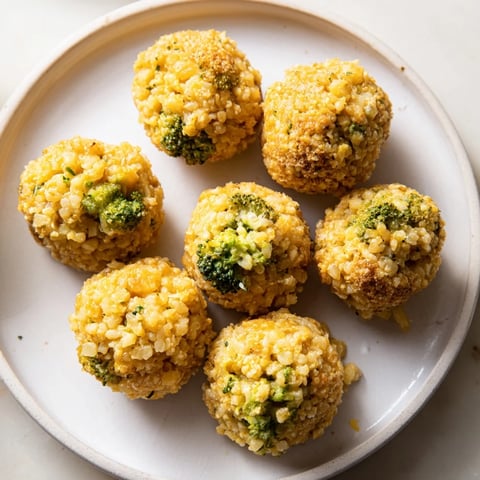 Golden Cheddar Broccoli Rice Balls served with zesty marinara sauce for dipping.  