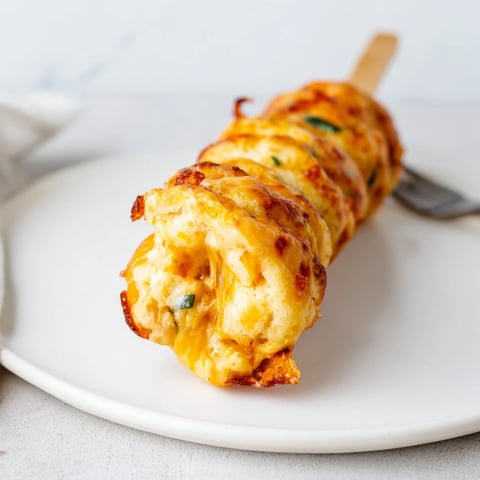 Golden Flamin Hot Spicy Cheddar Biscuit Skewers ready to be dipped and enjoyed.