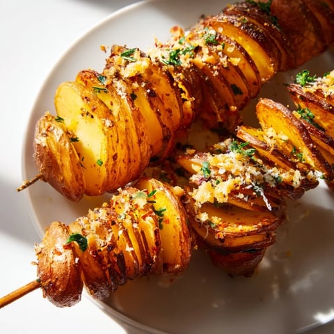 Crispy Air-Fryer Tornado Potatoes skewers, perfectly seasoned for a delicious snack experience.