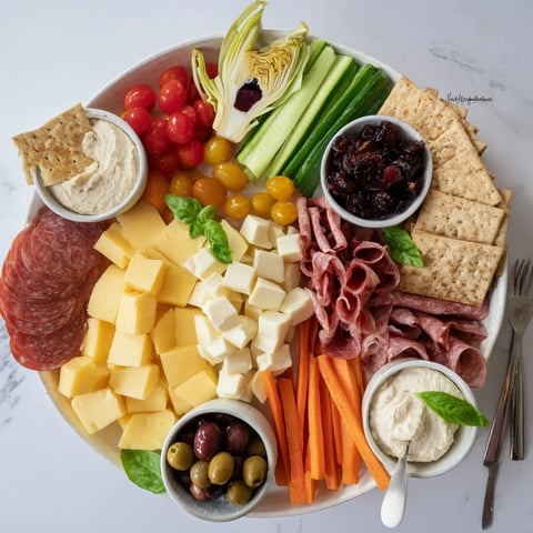 A vibrant girl dinner platter brimming with cheeses, fruits, and colorful veggies.  
