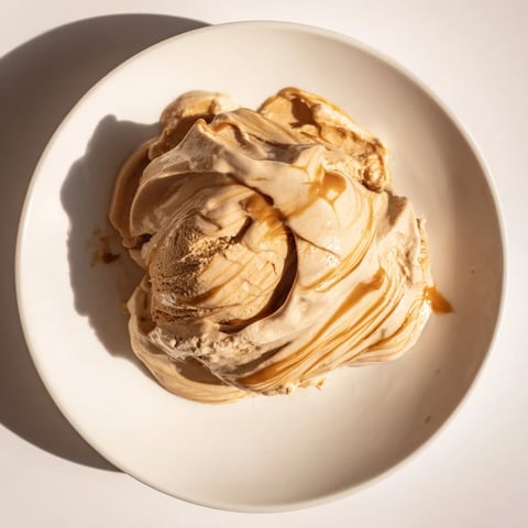 Creamy peanut butter banana ice cream swirled into a bowl, ready to be enjoyed.