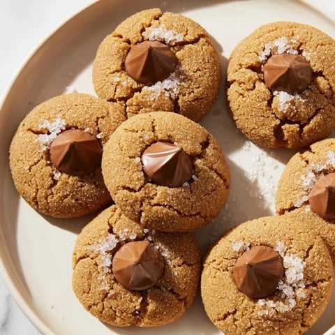 Soft, chewy 3-ingredient Peanut Butter Blossoms, perfectly crinkled with a melted chocolate kiss on top.