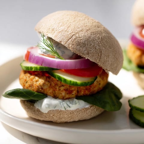 Golden-brown Healthy Baked Chicken Sliders with fresh veggies and creamy yogurt sauce, delicious and easy.