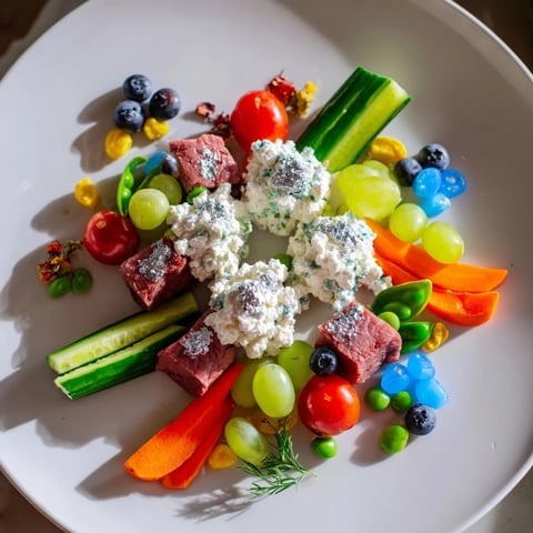 A beautiful Fluffy Clouds Lamb Baby Shower Board with tender lamb and creamy cheese clouds, perfect for sharing.