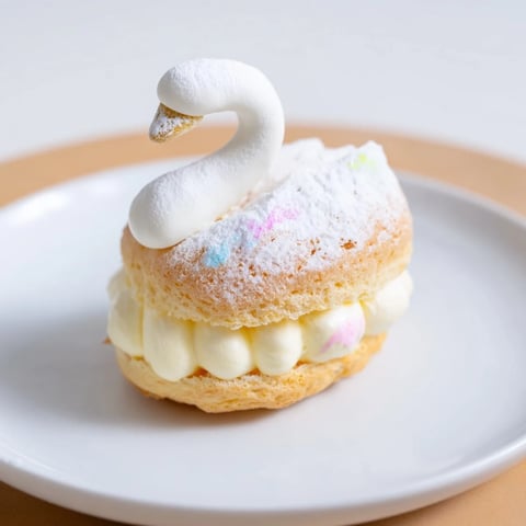 Golden, swan-shaped Elegant Swan Petit Fours sit on a platter, ready to be enjoyed with tea.