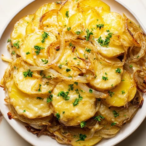 Golden, bubbly French Onion Soup Potatoes with melted Gruyère, showcasing the comfort of the French classic.