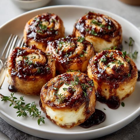 Perfect for sharing, these Cherry-Glazed Ham and Cheese Roll-Ups offer a satisfying, flavorful bite.