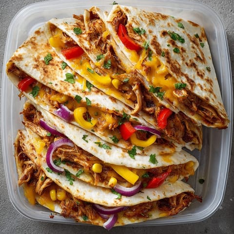 Savory BBQ chicken quesadillas with melted cheese inside a crispy tortilla shell.