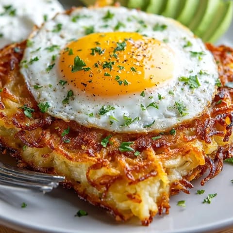 Close-up of Healthy Hashbrown Chaffle showing melty cheese and crunchy potato edges on a plate