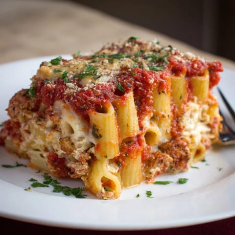 Golden-brown honeycomb pasta cake showcasing layers of creamy ricotta and savory flavors.  