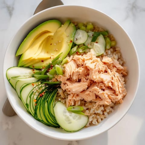 Quick and easy Leftover Salmon & Rice Bowl steamed to perfection in minutes.  