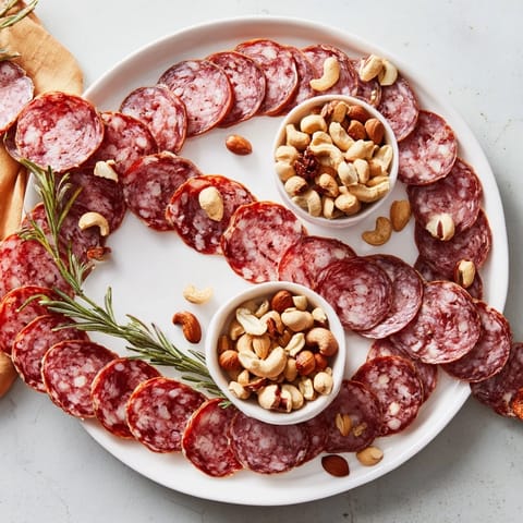A beautifully arranged The Infinity Loop with fresh herbs, a playful and savory charcuterie board.