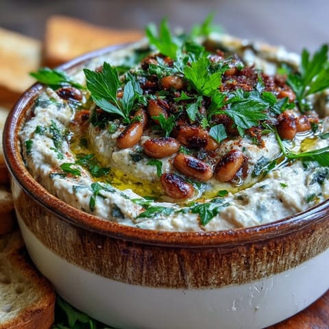 Vibrant Smashed Black-Eyed Peas garnished with lemon zest, served as a hearty side dish alongside grilled chicken and vegetables.