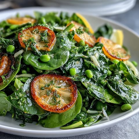 Bright lemon vinaigrette spring salad with radishes and peas in a white serving bowl