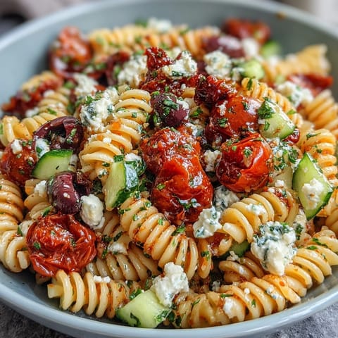 Easy Picnic Pasta Salad with Italian Dressing, bursting with colorful vegetables and mozzarella, served chilled for a refreshing summer side dish.  