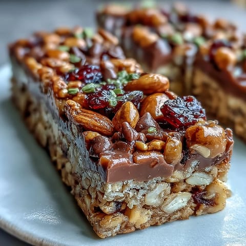 1. No-Bake Granola Energy Bars with oats, nuts, and dried fruit, perfect for a healthy on-the-go snack or picnic treat.  