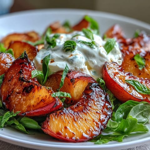 Grilled Peach Burrata Honey Salad