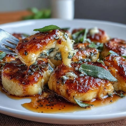Golden gnocchi tossed in nutty brown butter sauce with crispy sage leaves, perfect for a comforting vegetarian dinner.