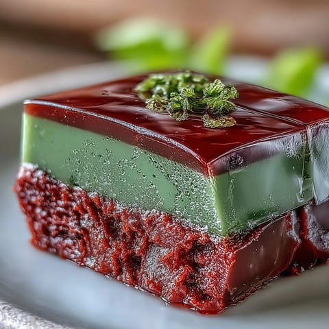 Luscious Yokan Japanese Red Bean Jelly with Matcha, ready to be enjoyed.
