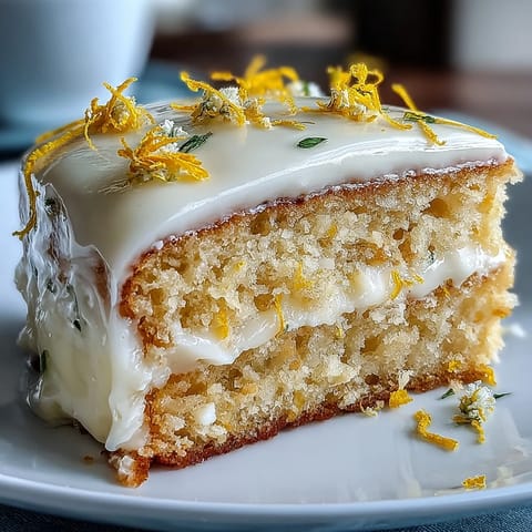 Vibrant Baby Shower Lemon Sunshine Cake adorned with fresh, edible flowers.