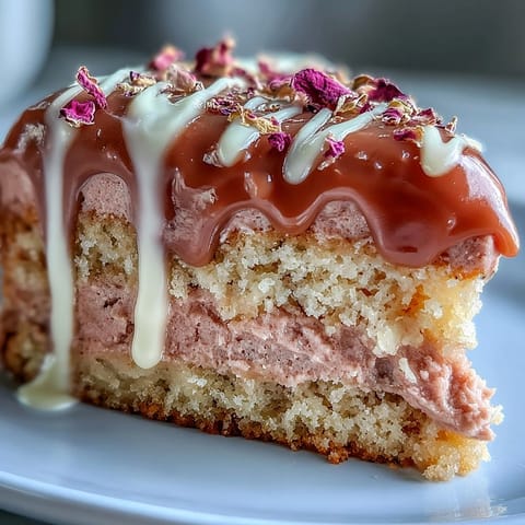 Bridal Shower Rosé Velvet Cake glistens with elegant gold drip and blush pink frosting.