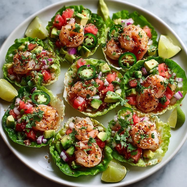 Freshly prepared spicy watermelon shrimp ceviche cups with vibrant colors and citrusy, zesty flavors on display.
