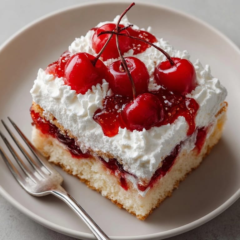 Homemade Rebel Float Cherry Soda Cake, beautifully decorated with vibrant cherries, perfect for a sweet treat.