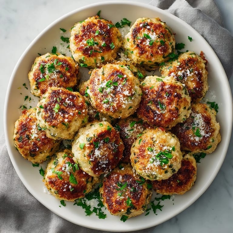 A serving of flavorful Garlic Herb Turkey Meatballs, great for pasta or a tasty appetizer.