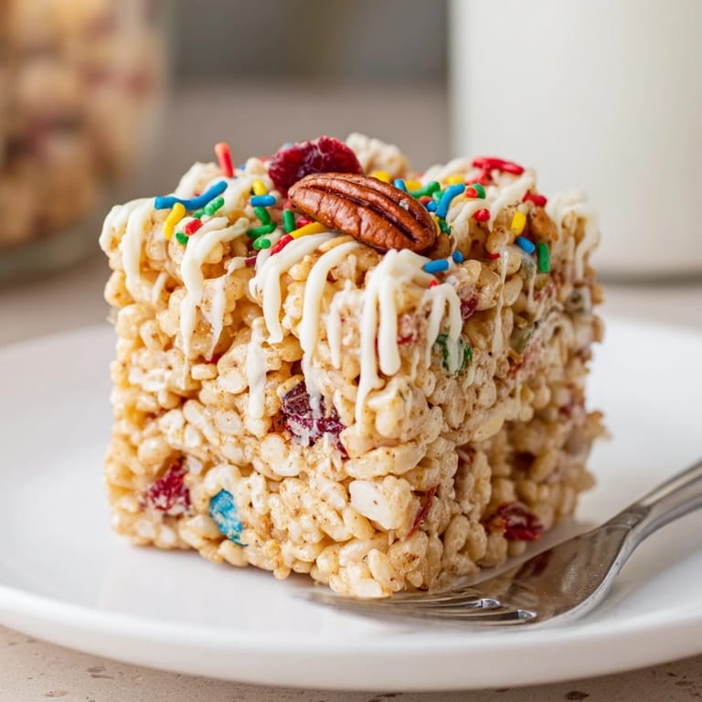 Deliciously cozy Rice Krispie Treats featuring pumpkin spice and crunchy pecans.  