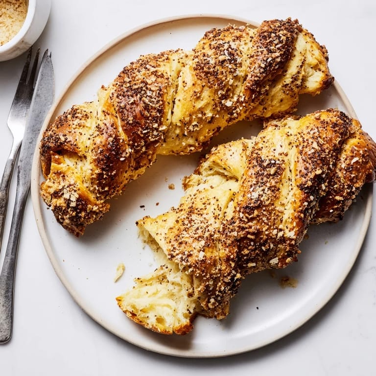 Savory Flaky Soda Bread Twists topped with sesame, a delicious addition to any meal.
